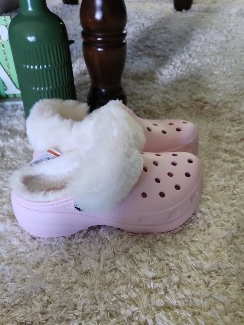 CROCS Women’s In Pink Milk Fleece-Lined Clog Mules